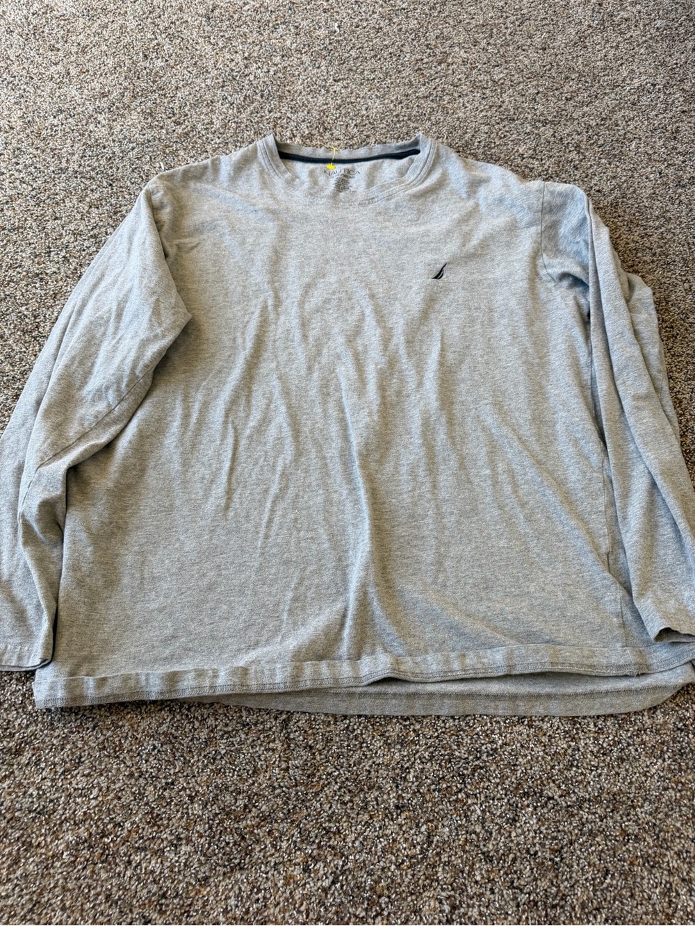Nautica Sleepwear Mens XXL Gray Long Sleeve Cotton Pajama Lounge Shirt Logo Tee